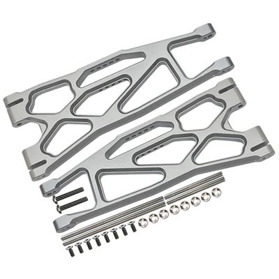 GPM 24Pc Set Upgrades Aluminium 6061-T6 Front/Rear Extended Lower Arms (Widemaxx #7895) for X-Maxx 8S (WideMaxx) RC Cars (Silver)