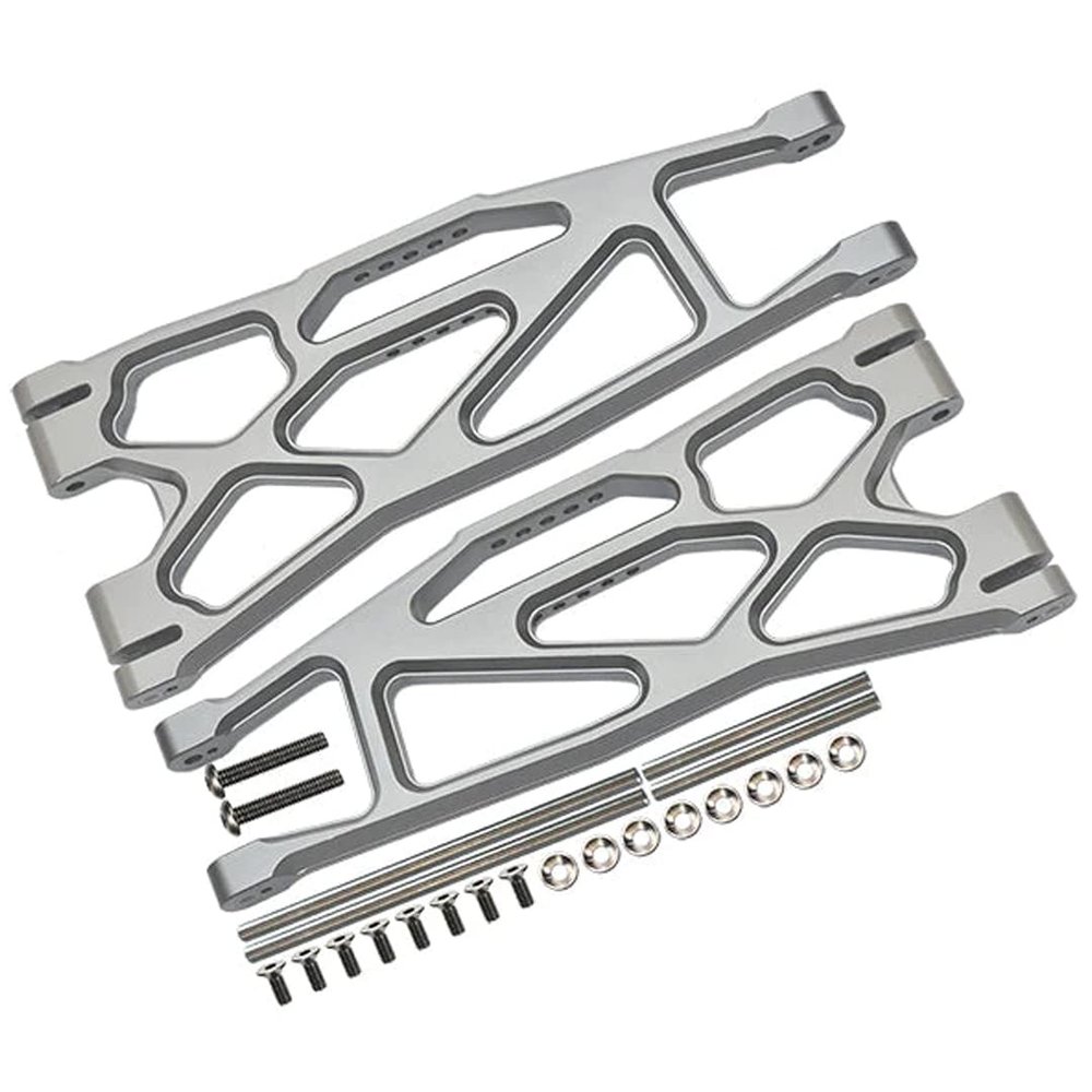 GPM 24Pc Set Upgrades Aluminium 6061-T6 Front/Rear Extended Lower Arms (Widemaxx #7895) for X-Maxx 8S (WideMaxx) RC Cars (Silver)