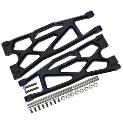 GPM 24Pc Set Upgrades Aluminium 6061-T6 Front/Rear Extended Lower Arms (Widemaxx #7895) for X-Maxx 8S (WideMaxx) RC Cars (Black)