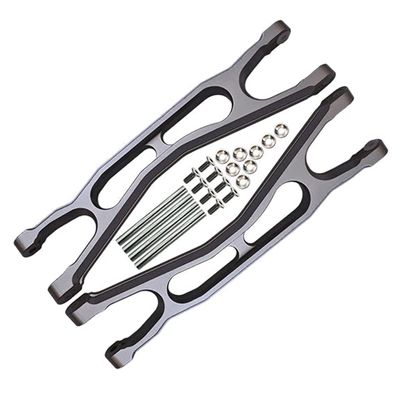 GPM 22Pc Set Upgrades Aluminium 6061-T6 Front/Rear Extended Upper Arms (Widemaxx #7895) for X-Maxx 8S (WideMaxx) RC Cars (Gray)