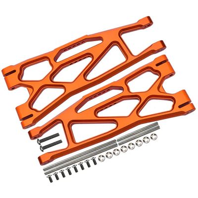 GPM 24Pc Set Upgrades Aluminium 6061-T6 Front/Rear Extended Lower Arms (Widemaxx #7895) for X-Maxx 8S (WideMaxx) RC Cars (Orange)
