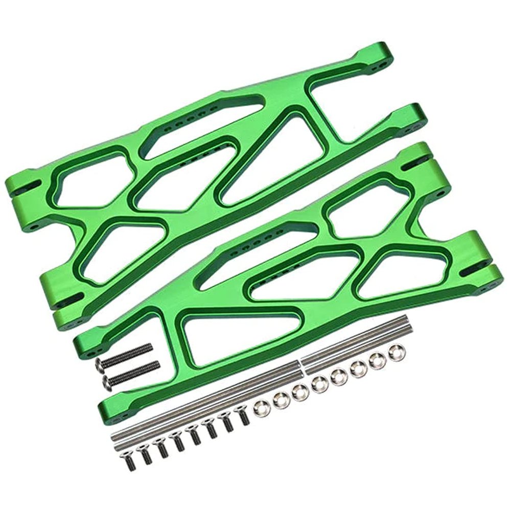 GPM 24Pc Set Upgrades Aluminium 6061-T6 Front/Rear Extended Lower Arms (Widemaxx #7895) for X-Maxx 8S (WideMaxx) RC Cars (Green)