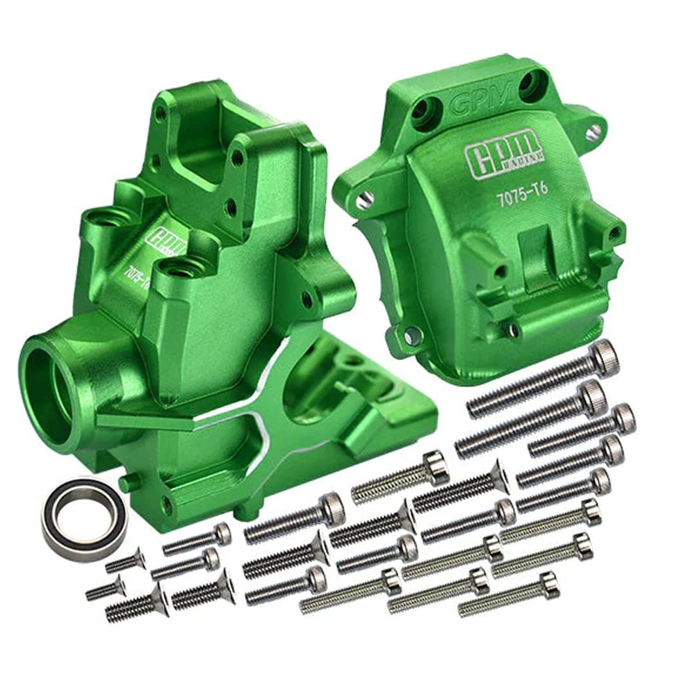 GPM Aluminum 7075-T6 Front/Rear Gear Box for TRAXXAS 1/8 4Wd Sledge Monster Truck-95076-4 (Red)