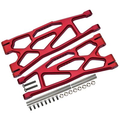 GPM 24Pc Set Upgrades Aluminium 6061-T6 Front/Rear Extended Lower Arms (Widemaxx #7895) for X-Maxx 8S (WideMaxx) RC Cars (red)