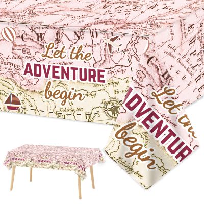 3 PCS Adventure World Awaits Party Decorations for Graduation Exploring Travel Tablecloths Plastic Disposable Bon Voyage Party Table Covers for Retirement Birthday Adventure Party Supplies Favors