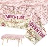 3 PCS Adventure World Awaits Party Decorations for Graduation Exploring Travel Tablecloths Plastic Disposable Bon Voyage Party Table Covers for Retirement Birthday Adventure Party Supplies Favors view 1
