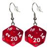 d20 Dice Earrings Translucent (5 Color Options) - Hook with Earnuts (Red) view 1