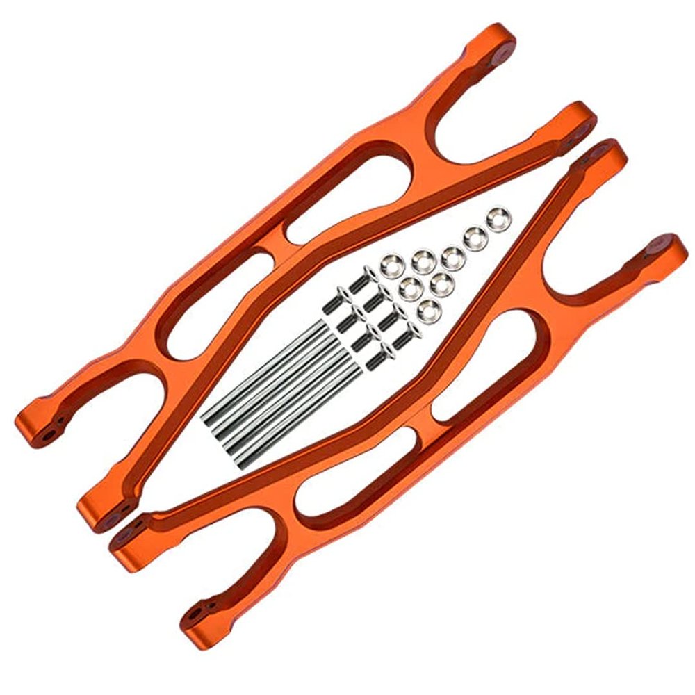 GPM 22Pc Set Upgrades Aluminium 6061-T6 Front/Rear Extended Upper Arms (Widemaxx #7895) for X-Maxx 8S (WideMaxx) RC Cars (Orange)
