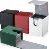 Yookeer 4 Pieces Leather Deck Card Boxes Cards Deck Game Box for Collectible Playing Card Box Compatible with MTG Commander(Black, White, Red, Green,Vertical) view 1