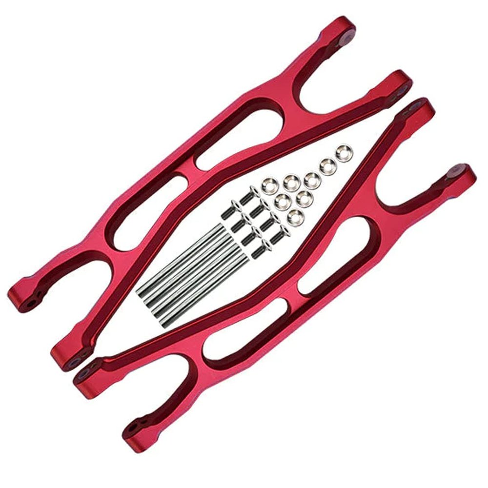 GPM 22Pc Set Upgrades Aluminium 6061-T6 Front/Rear Extended Upper Arms (Widemaxx #7895) for X-Maxx 8S (WideMaxx) RC Cars (red)