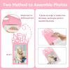 1st Birthday Baby Photo Banner for Newborn to 12 Months, Monthly Milestone Photograph Bunting Garland, Monthly Photo Banner for Baby Boys Girls First Birthday Party Celebration Decoration (Pink view 3