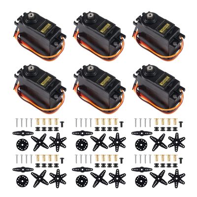 Alinan 6pcs MG995 Servo Micro 180 Metal Gear Servo Waterproof Digital High Speed Torque Servo Motor for RC Airplane Helicopter Mechanical Arm Car