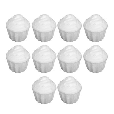 Happyyami 10Pcs White Polystyrene Cupcake Model Foam Realistic Diy Craft Fake Cake Model Photography Props Decoration