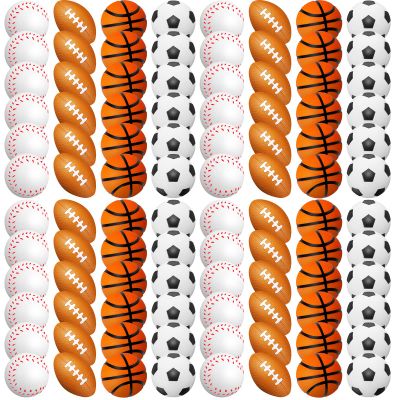 120 Pieces Sports Stress Balls Mini Foam Soccer Ball, Basketball, Football, Baseball Stress Toys for Anxiety Relief Sports Themed Birthday Party Supplies Game Stocking Stuffers