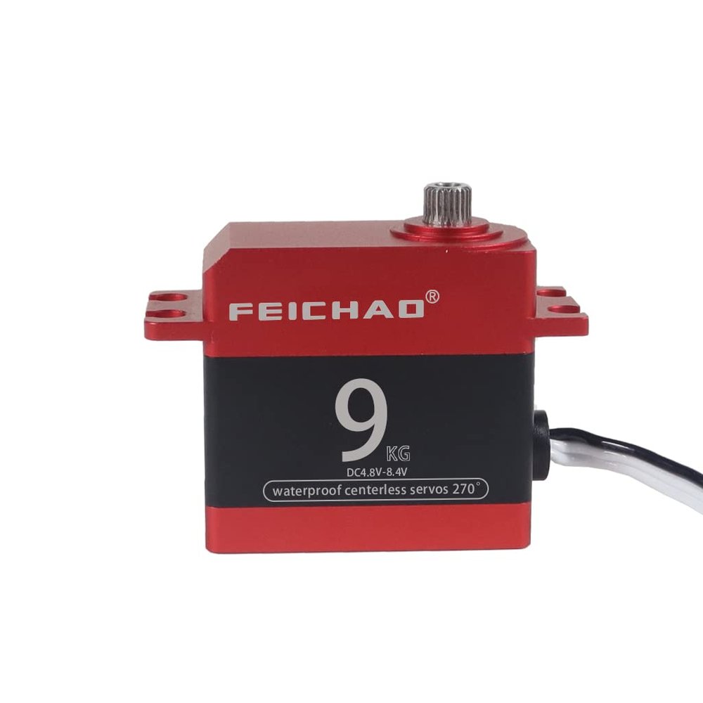 FEICHAO Waterproof 9KG Digital Servo Metal Gears Underwater Steering Gear High Torque Hollow Cup for 1/10 1/18 RC Car Boat (270 Degree)