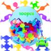 100pcs Suction Bath Toys for Baby Kids, Bath Toy Silicone Construction Building Blocks Montessori Sensory Toy for 3 4 5 6 7 8 Years Old Toddlers Boys Girls with Egg Storage view 1