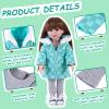 Rakki Dolli Doll Clothes 3 Pc. Set Blue Grey Plaid Hooded Thick Coat Suit Checkerboard Jacket with Long Sleeve, Warm Doll Outfit Hoodie Snowsuit Fits for 18" Dolls (Doll & Shoes not Included) view 2