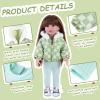 Rakki Dolli Doll Clothes 3 Pc. Set Light Green Grey Plaid Hooded Thick Coat Checkerboard Jacket with Long Sleeve, Warm Doll Outfit Hoodie Snowsuit Fits for 18" Dolls (Doll & Shoes not Included) view 2