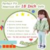 Rakki Dolli Doll Clothes 3 Pc. Set Light Green Grey Plaid Hooded Thick Coat Checkerboard Jacket with Long Sleeve, Warm Doll Outfit Hoodie Snowsuit Fits for 18" Dolls (Doll & Shoes not Included) view 4