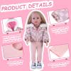 Rakki Dolli Doll Clothes 3 Pc. Set Pink Grey Plaid Hooded Thick Coat Suit Checkerboard Jacket with Long Sleeve, Warm Doll Outfit Hoodie Snowsuit Fits for 18" Dolls (Doll & Shoes not Included) view 2