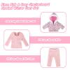 Rakki Dolli Doll Clothes 3 Pc. Set Pink Grey Plaid Hooded Thick Coat Suit Checkerboard Jacket with Long Sleeve, Warm Doll Outfit Hoodie Snowsuit Fits for 18" Dolls (Doll & Shoes not Included) view 3