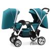 Double Tandem Stroller-Baby Face to Face Foldable Umbrella Stroller for Infant and Toddler,Convertible Reclining Pushchair Stroller,Adjustable Canopy (Color : Green) view 1