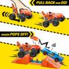 MEGA Hot Wheels Monster Trucks Toy Building Set, Smash & Crash Tiger Shark Chomp Course with 245 Pieces, 2 Micro Figure Drivers, Orange, Age 5+ Years view 4