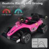 Costzon 12V Racer Go Kart with Remote Control, Electric Kids Ride-on Toy with Spring Suspension, Music, LED Lights, USB Port, 1.2-3.1 MPH, Battery Powered Racing Go Kart for 3-7 Years Old (Pink) view 3