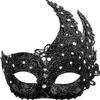 Halloween masquerade mask Venetian rhinestone lace half face Fashion lace couple masquerade mask Halloween/party/ball/carnival (Black) view 1