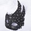 Halloween masquerade mask Venetian rhinestone lace half face Fashion lace couple masquerade mask Halloween/party/ball/carnival (Black) view 4