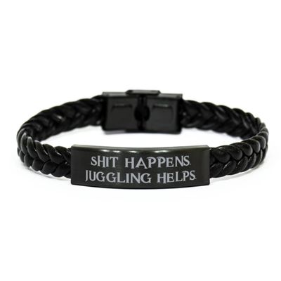 Cheap Juggling, Shit Happens. Juggling Helps, Juggling Braided Leather Bracelet from