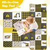 Personalized Constructions Nap Mat Set with Name, Sleeping Bags for Boys, Customized Trucks Toddler Bed Mattress for Kids, Slumber Bags for Preschool, Daycare or Kindergarten, Toddler Sleep Sack view 3