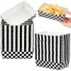 100 Pieces Race Car Checkered Trays, Racing Themed Fast One&two Birthday Decorations for Boys, 2 lb Checkered Paper Plaid Black and White Popcorn Trays Supplies Hot Dog Chips Baskets Small Food Boats view 1
