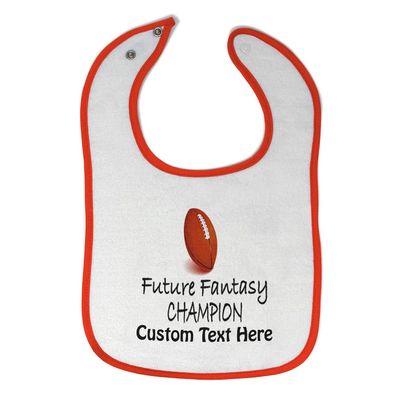 Custom Toddler & Baby Bibs Burp Cloths Football Future Fantasy Football Champion Cotton Baby Items for Baby Girl & Boy White Orange Custom Text Here