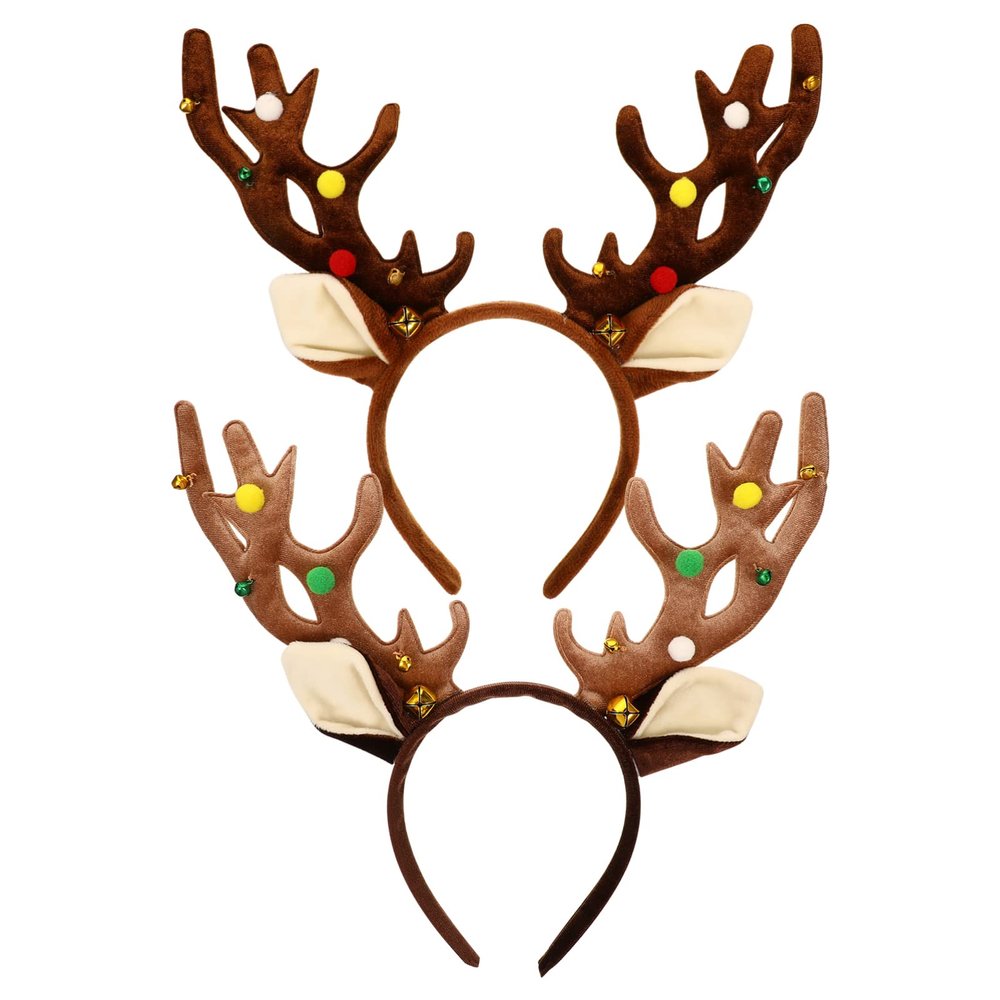 BESTOYARD 2Pcs Reindeer Antler Headbands Christmas Hair Hoop Headband Headwear for Christmas Costume Party