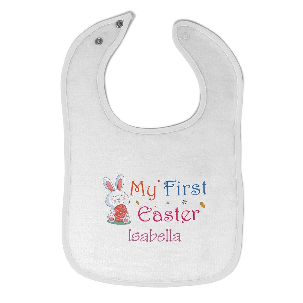 Cute Rascals Custom Toddler & Baby Bibs Burp Cloths Easter Unisex White Terry Cloth Cotton Snap Closure Water Resistant Solid Baby/Toddler Bibs for Babies