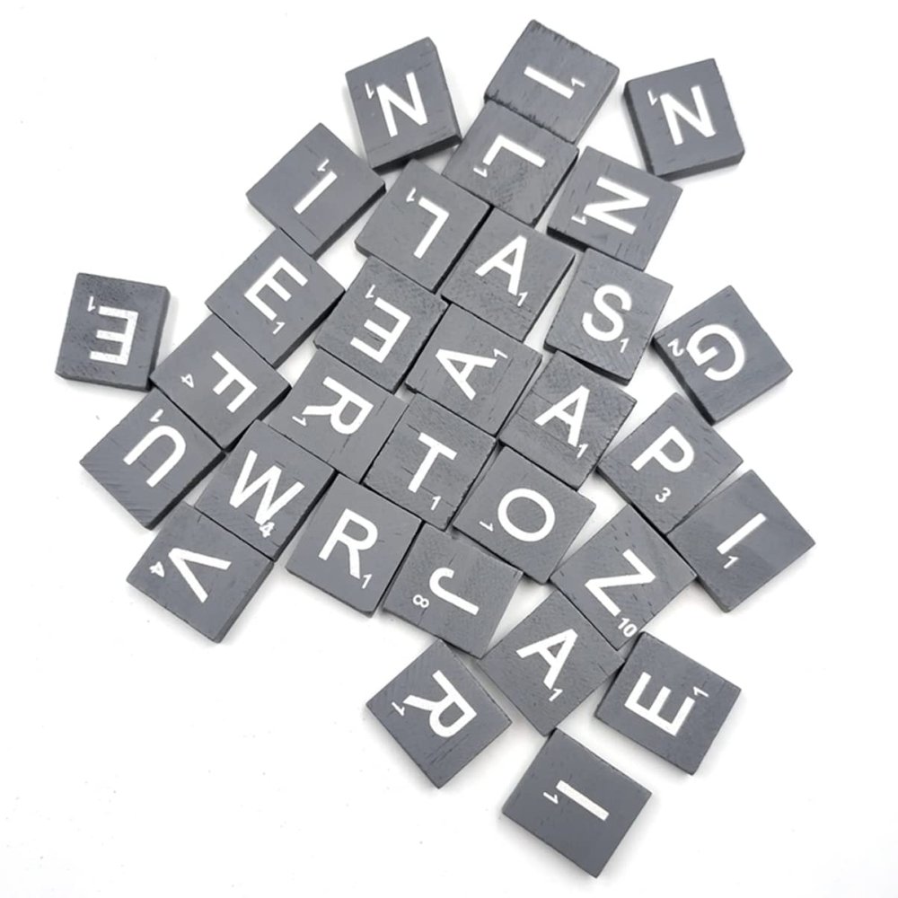 2Packs Grey Natural Wood Chips for DIY Alphabet Puzzle Letter Blocks for Intellectual Development and Early Education for Crafts and Decorative Projects
