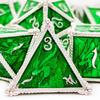 HAOMEJA Metal Dragon Dice Set DND 7 Set Dice Role Playing Dice D&D Dungeons and Dragons (Silver Green) view 1