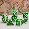 HAOMEJA Metal Dragon Dice Set DND 7 Set Dice Role Playing Dice D&D Dungeons and Dragons (Silver Green) view 3