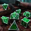 HAOMEJA Metal Dragon Dice Set DND 7 Set Dice Role Playing Dice D&D Dungeons and Dragons (Silver Green) view 4