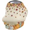 Baby Car Seat Covers Thanksgiving Fall Pumpkin Maple Leaves Linen Texture Nursing Covers Breastfeeding Scarf Soft Stretchy Carseat Canopy Cover Shopping Cart Cover Stroller Covers for Baby Girls Boys view 1