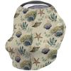 Baby Car Seat Covers Summer Beach Green Shell Starfish Coral White Nursing Covers Breastfeeding Scarf Soft Stretchy Carseat Canopy Cover Shopping Cart Cover Stroller Covers for Baby Girls Boys view 1