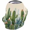 Baby Car Seat Covers Summer Cactus Tropical Plant Light Khaki Background Nursing Covers Breastfeeding Scarf Soft Stretchy Carseat Canopy Cover Shopping Cart Cover Stroller Covers for Baby Girls Boys view 1
