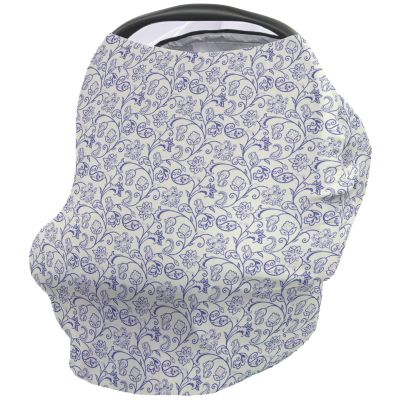 Baby Car Seat Covers Boho Farmhouse Flower Vine Floral Blue Nursing Covers Breastfeeding Scarf Soft Stretchy Carseat Canopy Cover Shopping Cart Cover Stroller Covers for Baby Girls Boys