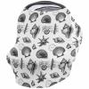 Baby Car Seat Covers Summer Beach Navy Blue Shell Starfish Coral Beige Nursing Covers Breastfeeding Scarf Soft Stretchy Carseat Canopy Cover Shopping Cart Cover Stroller Covers for Baby Girls Boys view 1