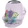 Baby Car Seat Covers Farmhouse Flower Floral Lavender Vase Pink Plaid Nursing Covers Breastfeeding Scarf Soft Stretchy Carseat Canopy Cover Shopping Cart Cover Stroller Covers for Baby Girls Boys view 1