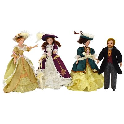 iland Dollhouse People 1/12 Scale, Victorian Dollhouse Nobleman & Lady (Victorian Noble 4pcs)