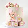 Bear Cake Toppers Mini Bear Cake Decorations Pink Letter Cake Toppers Gold Pink White Pearl Ball for Bear Theme Supplies (Pink Baby) view 4