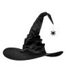 SIQITECHNO Halloween Witch Hat With Spider Bat Black ruched Wizard Cap for Halloween Party Decoration Witch Cosplay Costume Accessory view 3