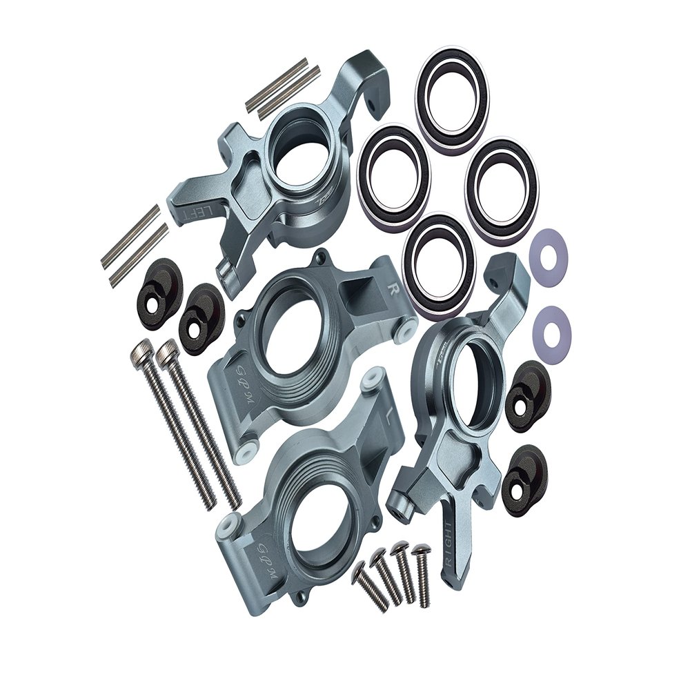 GPM 24Pc Set Upgrades Aluminum Front & Rear Oversized Knuckle Arm for 1/5 X-MAXX 6S Monster Truck & 1/5 X-MAXX 8S Monster Truck RC Cars (Gray)